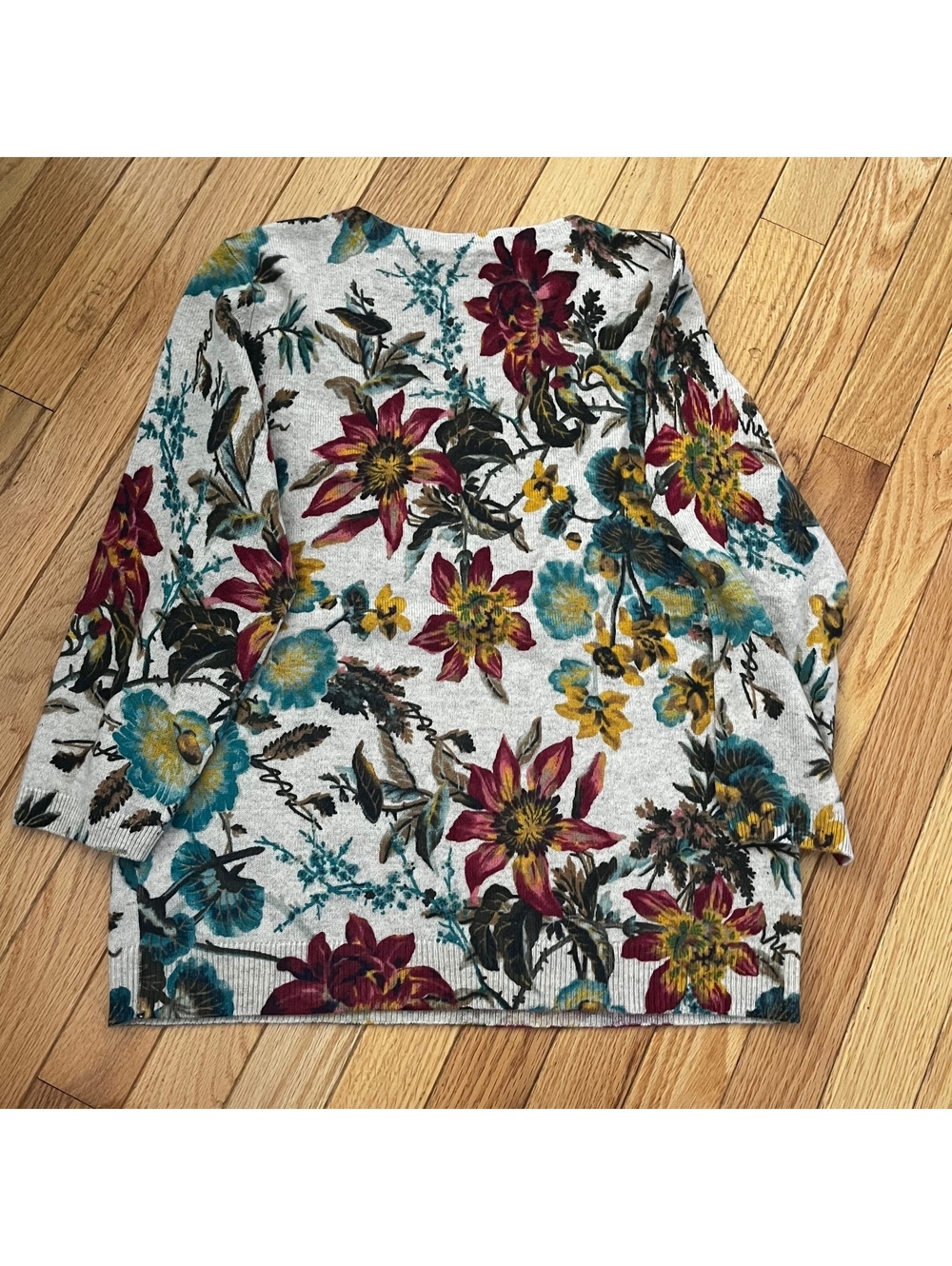 Talbots Petite Large Pure Cashmere Floral Sweater - Picture 4 of 4